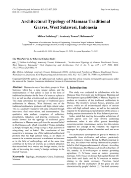 Architectural Typology of Mamasa Traditional Graves, West Sulawesi, Indonesia