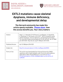 EXTL3 Mutations Cause Skeletal Dysplasia, Immune Deficiency, and Developmental Delay