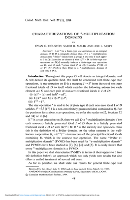 (1), 1984 Characterizations of *-Multiplication Domains