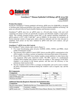 Genequery™ Human Epithelial Cell Biology Qpcr Array