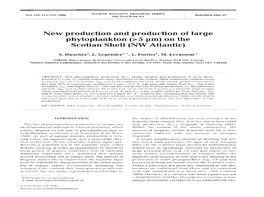 New Production and Production of Large Phytoplankton (>5 Pm) on the Scotian Shelf (NW Atlantic)