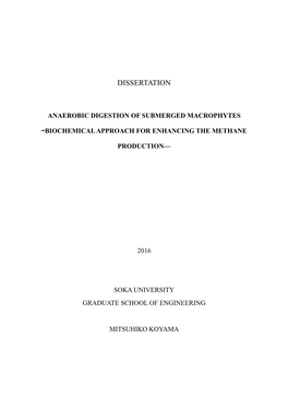 Anaerobic Digestion of Submerged Macrophytes