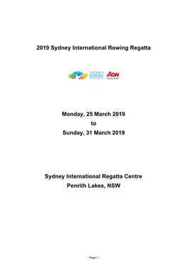 2019 Sydney International Rowing Regatta