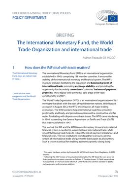 The International Monetary Fund, the World Trade Organization and International Trade