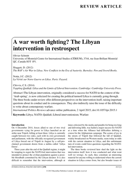 The Libyan Intervention in Restrospect