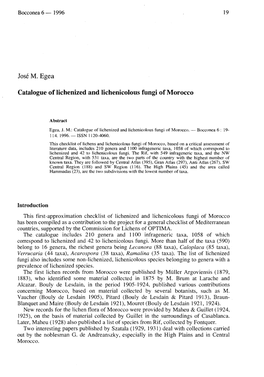 Catalogue of Lichenized and Lichenicolous Fungi of Morocco