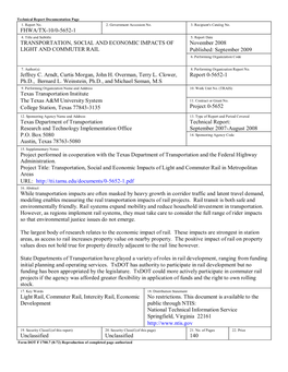 Transportation, Social and Economic Impacts of Light and Commuter Rail in Metropolitan Areas URL