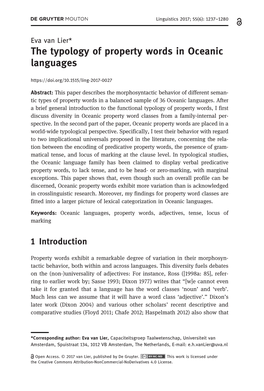 The Typology of Property Words in Oceanic Languages