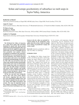 Solute and Isotope Geochemistry of Subsurface Ice Melt Seeps in Taylor Valley, Antarctica