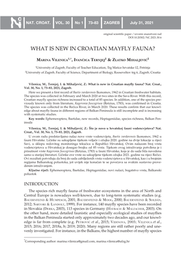 What Is New in Croatian Mayfly Fauna?