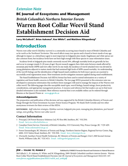 A Stand Establishment Decision Aid for Warren Root Collar Weevil