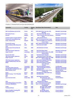 Rail Transport References 2001-2011