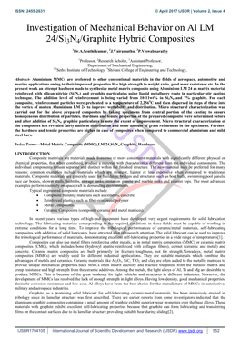 Investigation of Mechanical Behavior on Al LM 24/Si3n4/Graphite Hybrid Composites