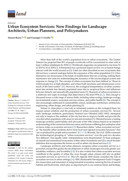 Urban Ecosystem Services: New Findings for Landscape Architects, Urban Planners, and Policymakers