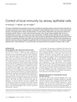 Control of Local Immunity by Airway Epithelial Cells