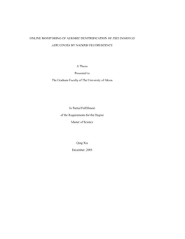 Online Monitoring of Aerobic Denitrification of Pseudomonas