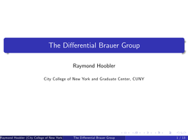 The Differential Brauer Group