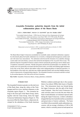 Araçatuba Formation: Palustrine Deposits from the Initial Sedimentation Phase of the Bauru Basin