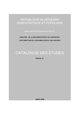 Catalogue Des Etudes