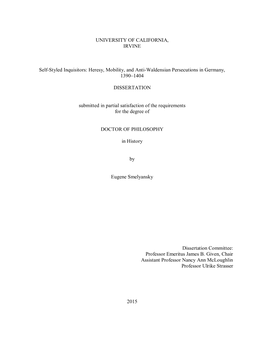 Heresy, Mobility, and Anti-Waldensian Persecutions in Germany, 1390–1404