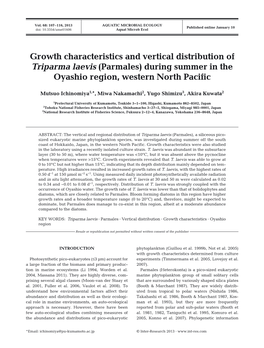 Growth Characteristics and Vertical Distribution of Triparma Laevis (Parmales) During Summer in the Oyashio Region, Western North Pacific