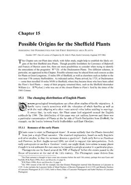 Possible Origins for the Sheffield Plants