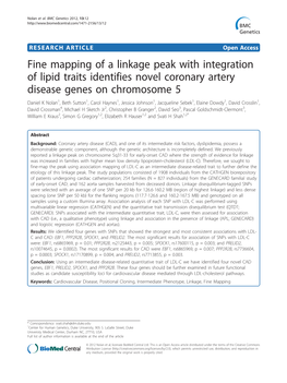 Fine Mapping of a Linkage Peak with Integration of Lipid Traits Identifies