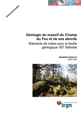 Géologie Du Massif Du Champ Du Feu Et De Ses Abords Eléments De Notice Pour La Feuille Géologique 307 Sélestat
