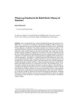 What Is an Emotion in the Belief-Desire Theory of Emotion?