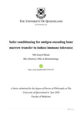 Safer Conditioning for Antigen-Encoding Bone Marrow Transfer to Induce Immune Tolerance