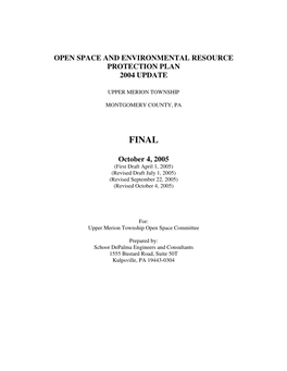 Open Space and Environmental Resource Protection Plan 2004 Update