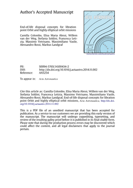 End-Of-Life Disposal Concepts for Libration Point Orbit and Highly