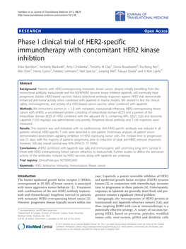 Phase I Clinical Trial of HER2-Specific Immunotherapy with Concomitant