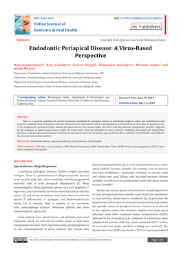 Endodontic Periapical Disease: a Virus-Based Perspective