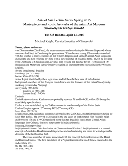 Arts of Asia Lecture Series Spring 2015 Masterpieces and Iconic Artworks of the Asian Art Museum Sponsored by the Society for Asian Art