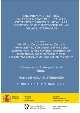 Demarcación Hidrográfica Del EBRO MASA DE AGUA SUBTERRÁNEA