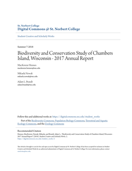 Biodiversity and Conservation Study of Chambers Island, Wisconsin - 2017 Annual Report Mackenzie Hennes Mackenzie.Hennes@Snc.Edu