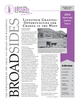 Livestock Grazing: Opportunities for Change in the West