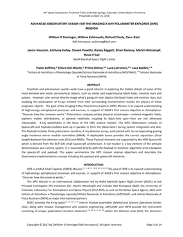 Advanced Observatory Design for the Imaging X-Ray Polarimeter Explorer (Ixpe) Mission