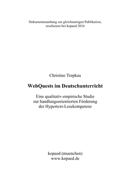 Webquests Im Deutschunterricht