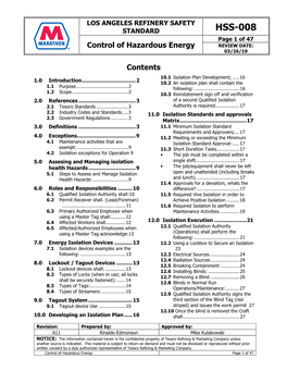 HSS-008 Page 1 of 47 Control of Hazardous Energy REVIEW DATE: 03/26/19