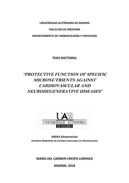 “Protective Function of Specific Micronutrients Against Cardiovascular and Neurodegenerative Diseases”