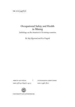 Occupational Safety and Health in Mining Anthology on the Situation in 16 Mining Countries
