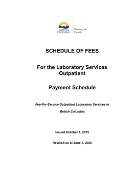 SCHEDULE of FEES for the Laboratory Services Outpatient