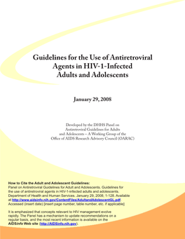 Guidelines for the Use of Antiretroviral Agents in HIV-1-Infected Adults and Adolescents