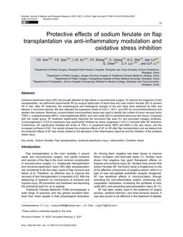 Protective Effects of Sodium Ferulate on Flap Transplantation Via Anti