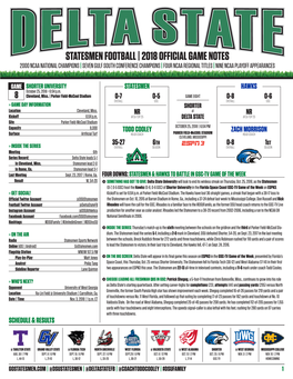 Statesmen Football | 2018 Official Game Notes