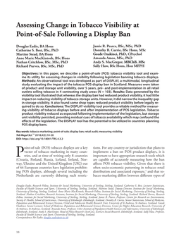 Assessing Change in Tobacco Visibility at Point-Of-Sale Following a Display Ban