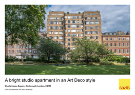 A Bright Studio Apartment in an Art Deco Style Development.Charterhouse Square, Clerkenwell, London, EC1M £340,000 Leasehold (995 Years Remaining)