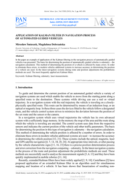 Application of Kalman Filter in Navigation Process of Automated Guided Vehicles